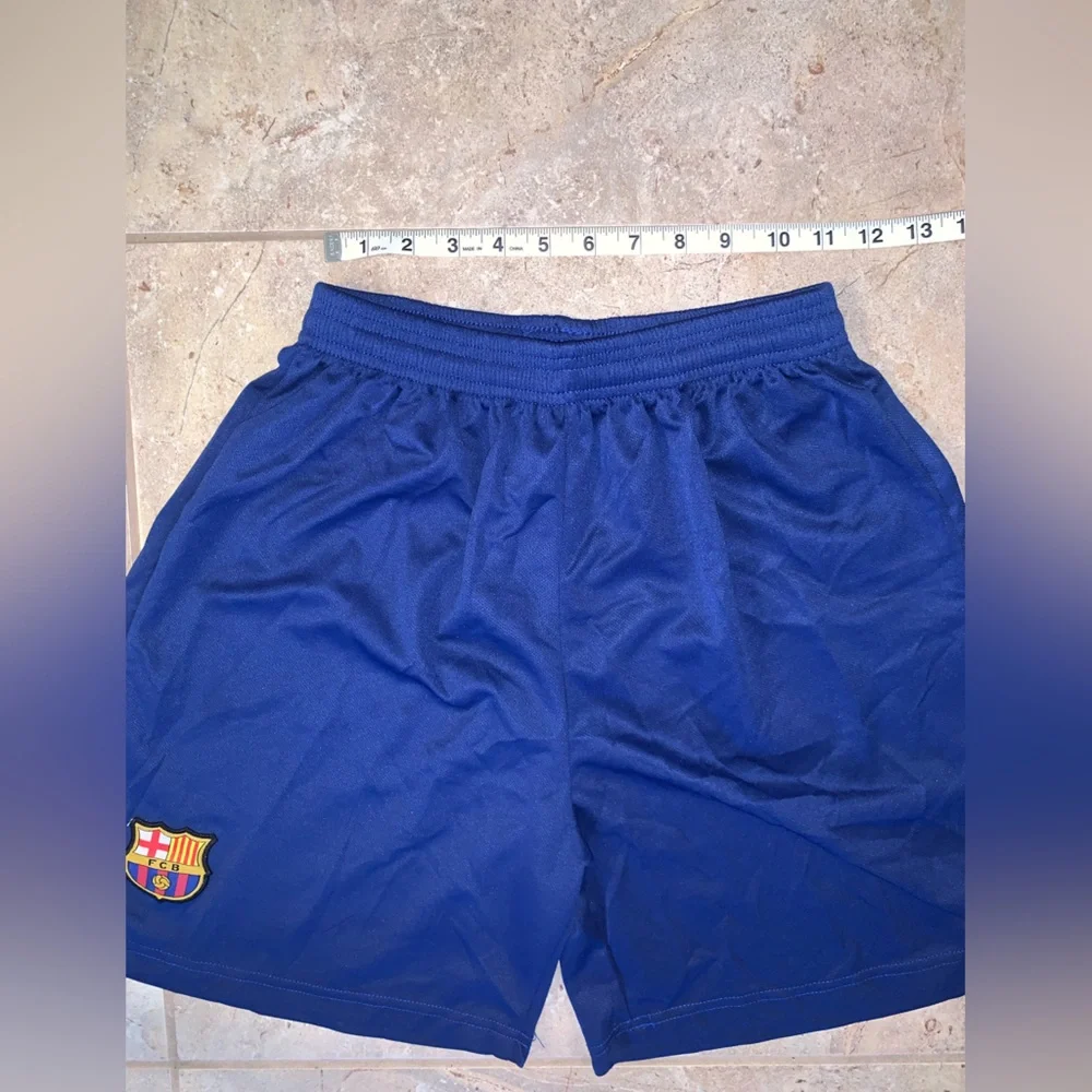FC Barcelona Blue Shorts Elastic Waistband Inside Drawstring FCB Soccer - Men XL - Picture 5 of 9